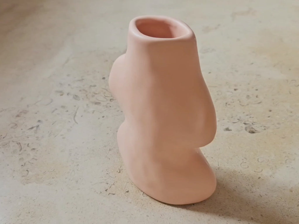 Fluxo Ceramic Vase — Medium Pink
