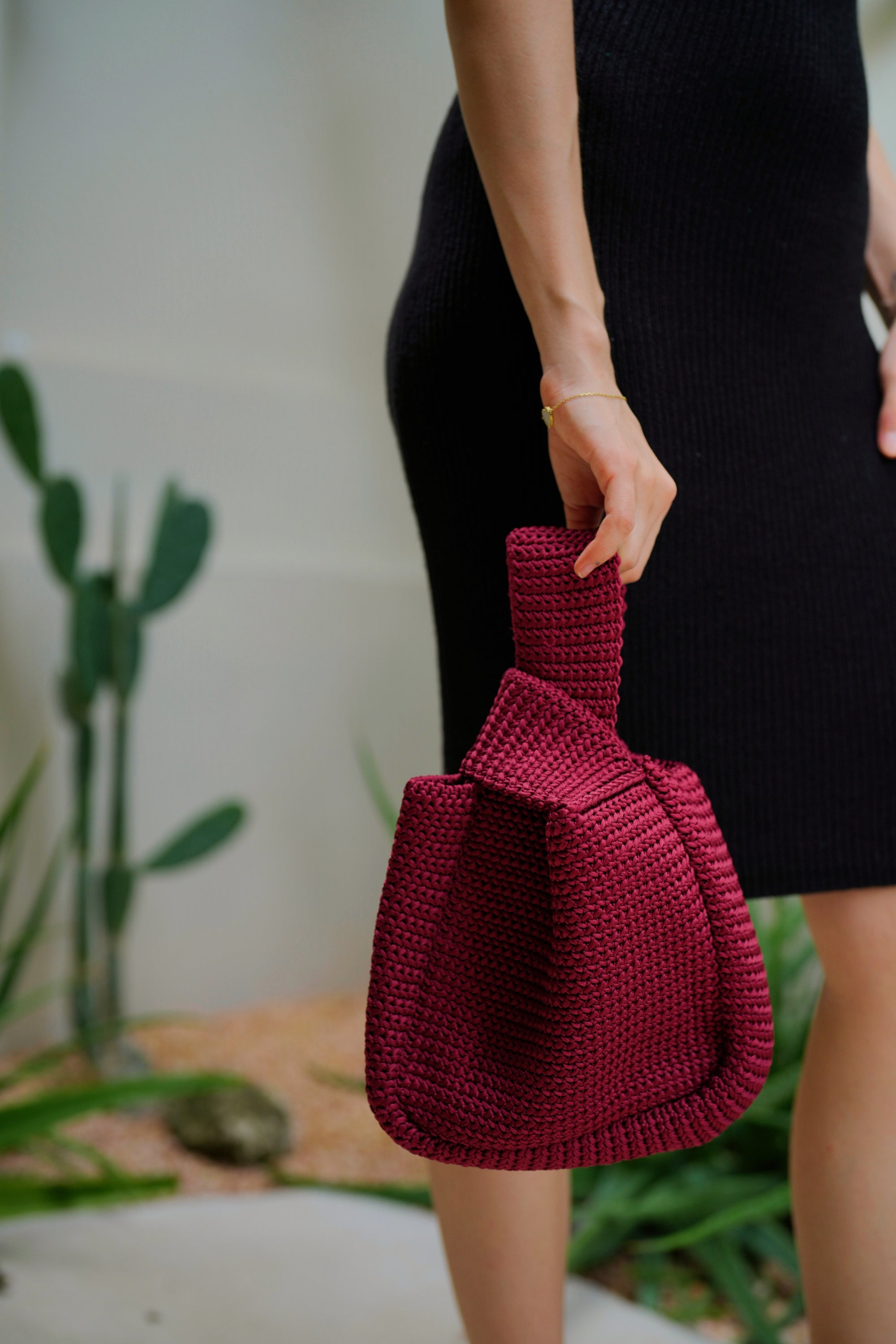 Mackenzie Knit Clutch — Maroon