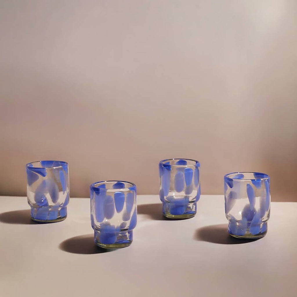 Marta Stackable Glasses — Blue & Clear