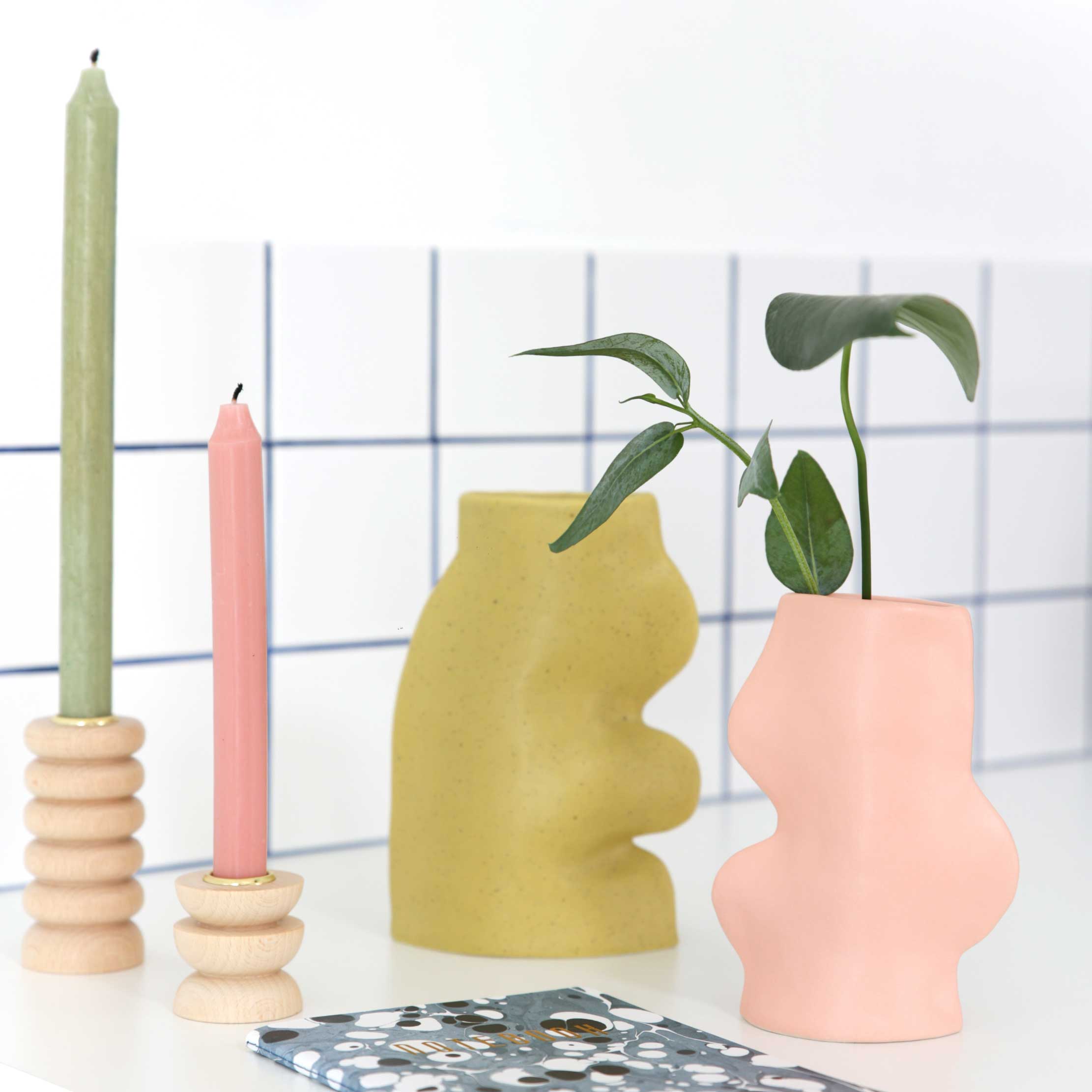 Fluxo Ceramic Vase — Medium Pink
