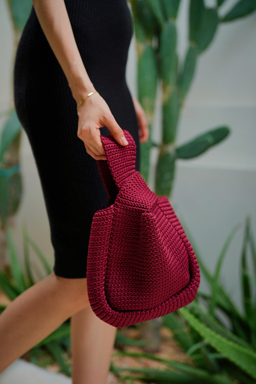 Mackenzie Knit Clutch — Maroon