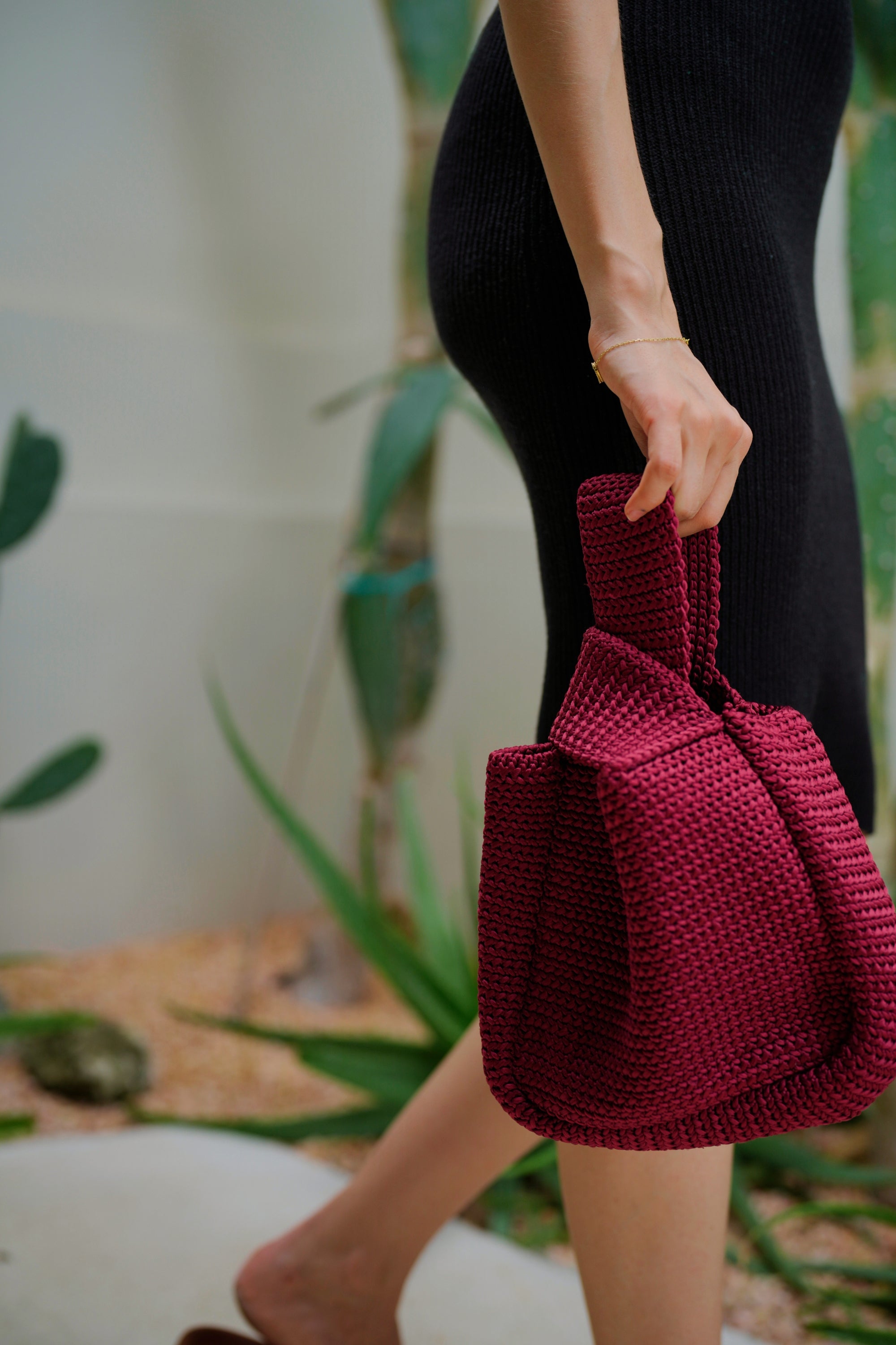 Mackenzie Knit Clutch — Maroon
