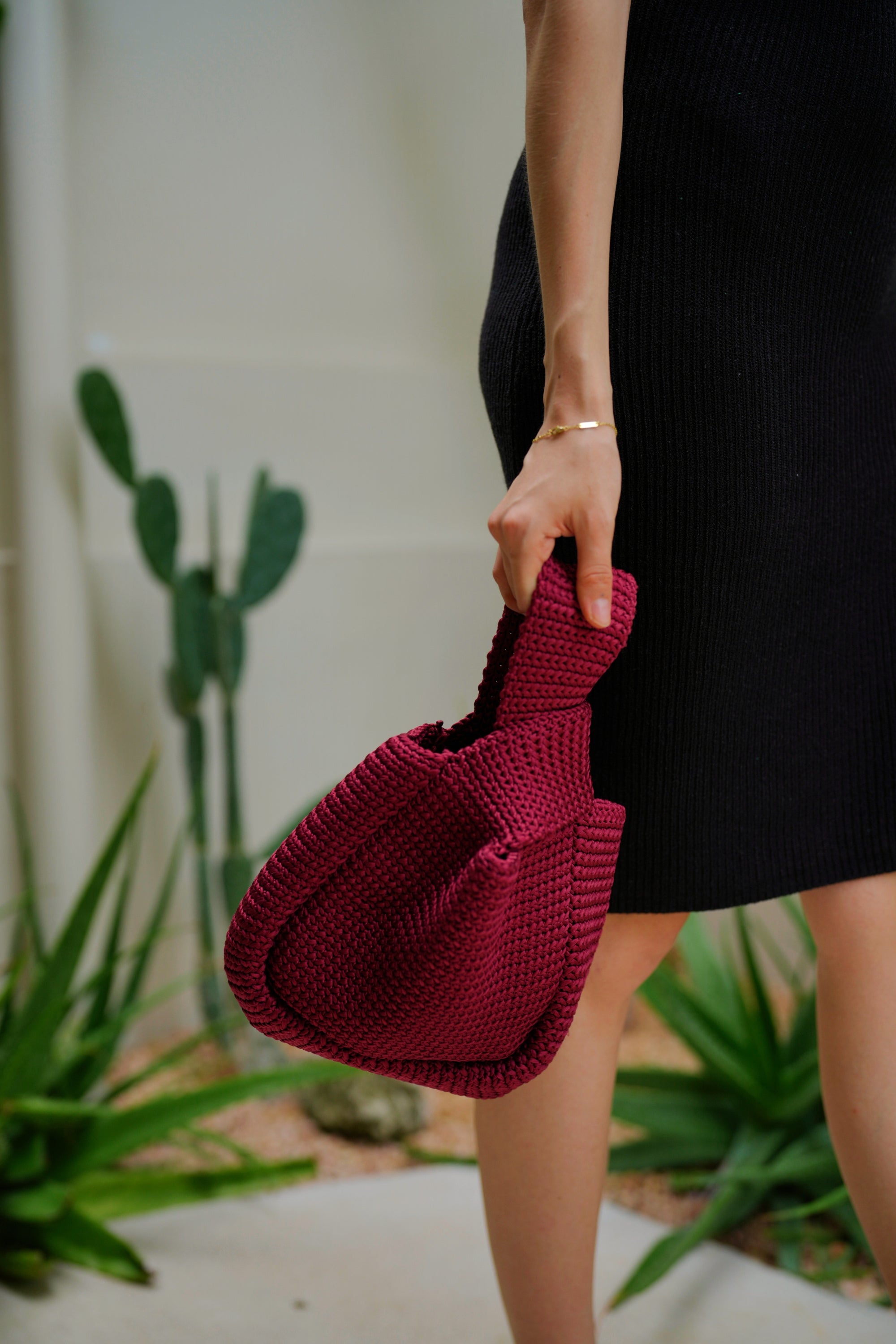 Mackenzie Knit Clutch — Maroon