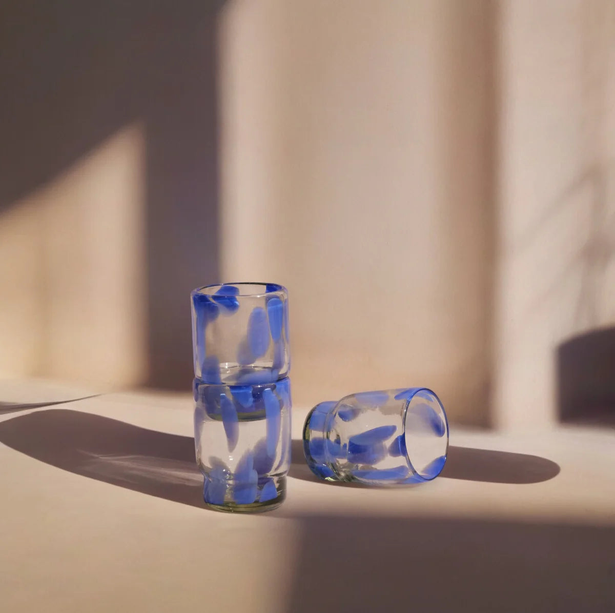 Marta Stackable Glasses — Blue & Clear