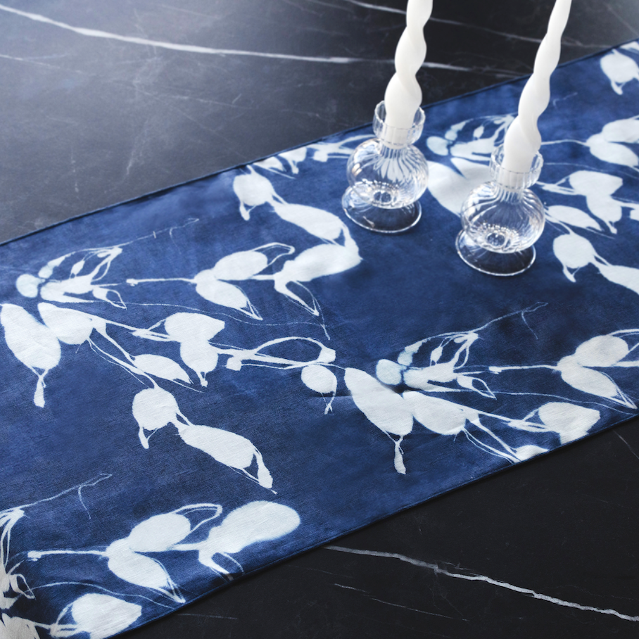 Porto Linen Table Runner — Indigo