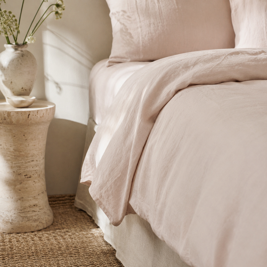 Marcel Linen Duvet Cover — Blush