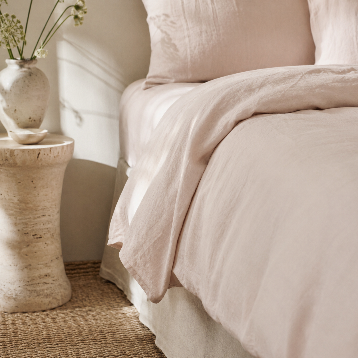 Marcel Linen Duvet Cover — Blush