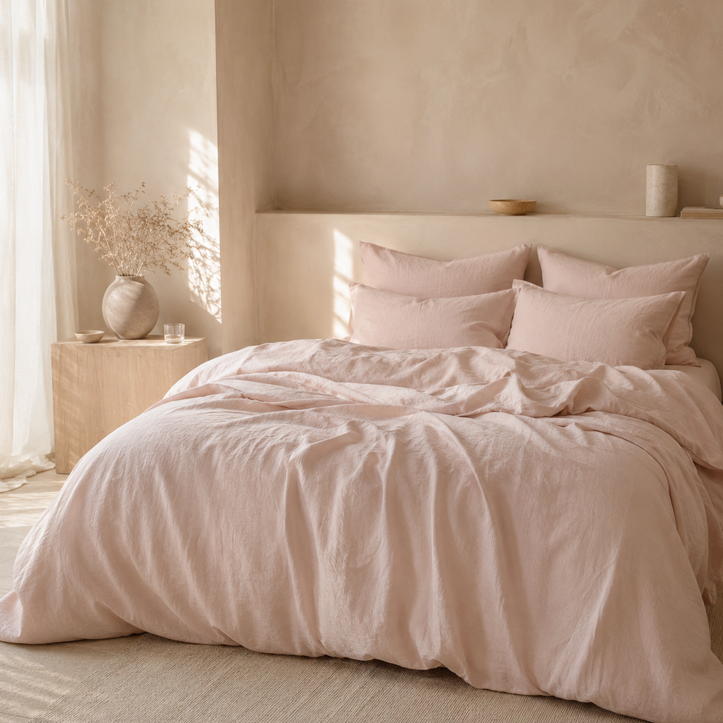 Marcel Linen Duvet Cover — Blush