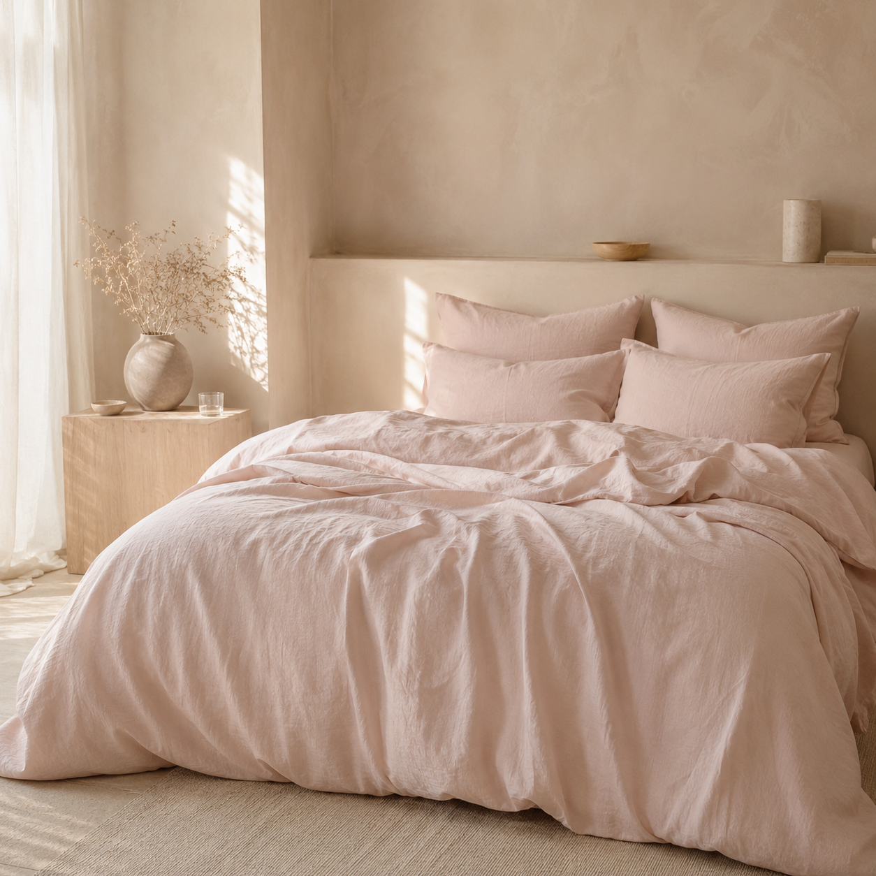 Marcel Linen Duvet Cover — Blush