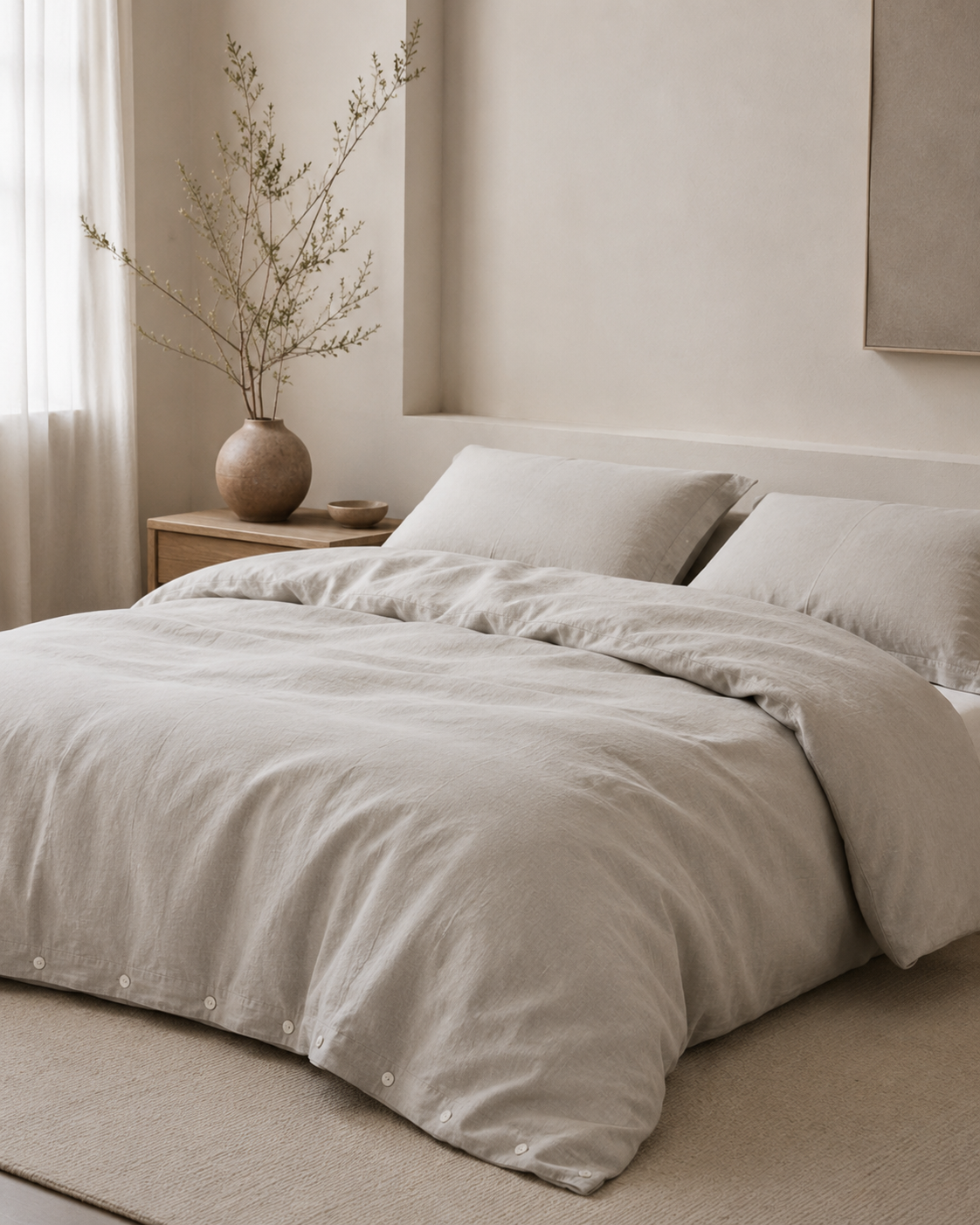 Marcel Linen Duvet Set — Dove
