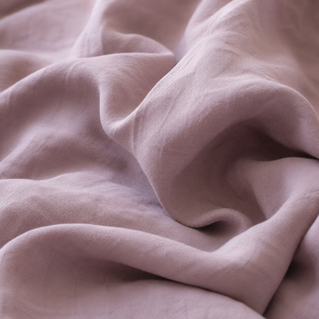 A close-up of draped dusty pink fabric with soft folds and a matte texture.