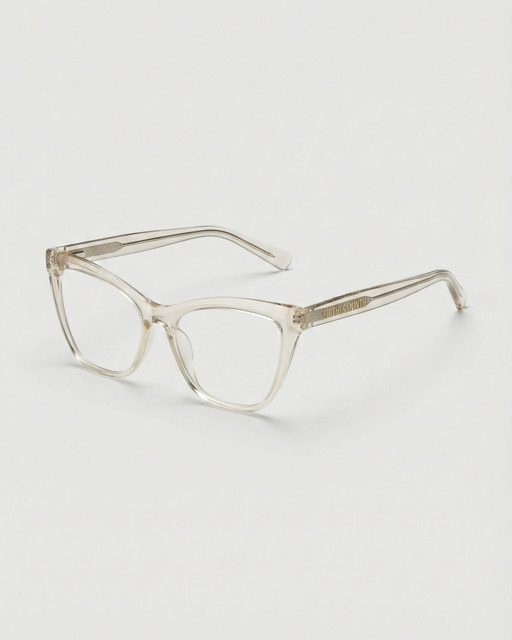 Clear cat-eye glasses on a white background
