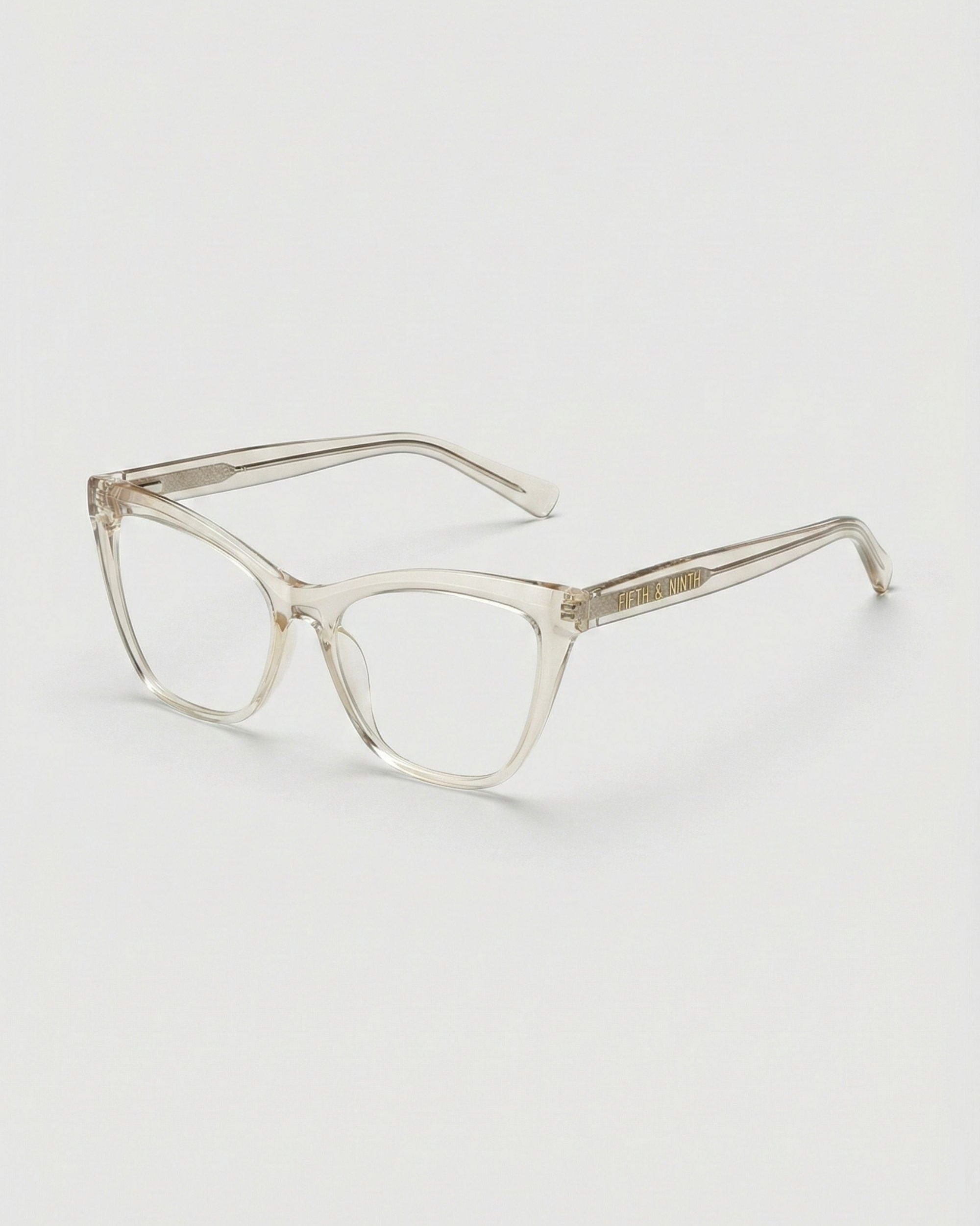 Clear cat-eye glasses on a white background