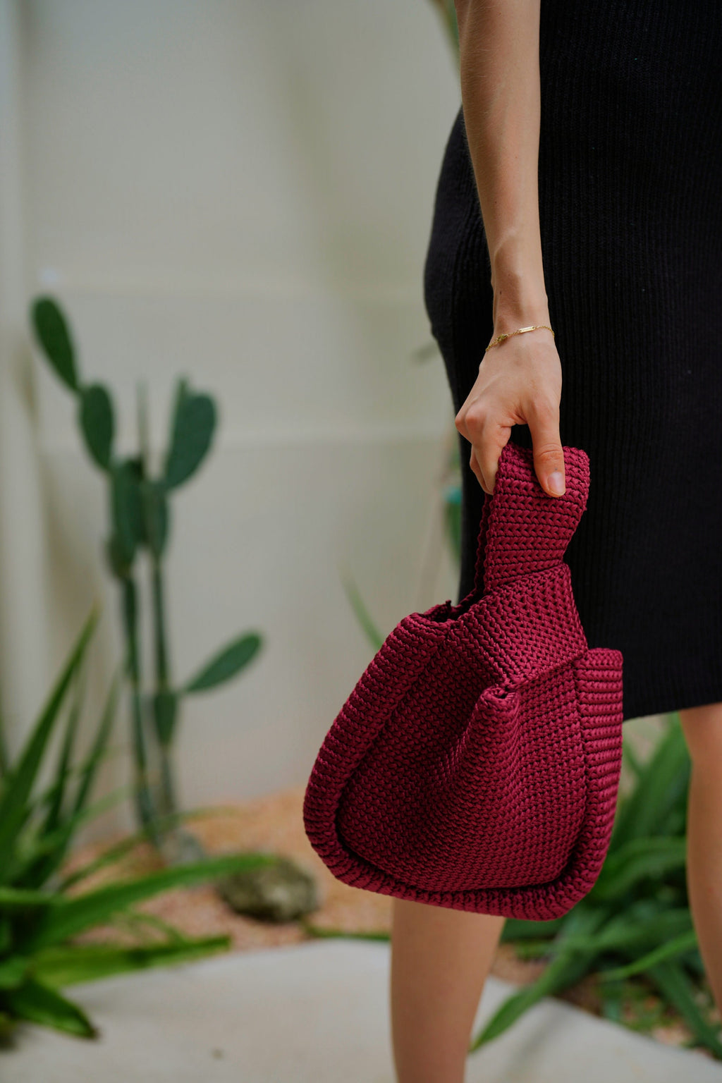 Mackenzie Knit Clutch — Maroon