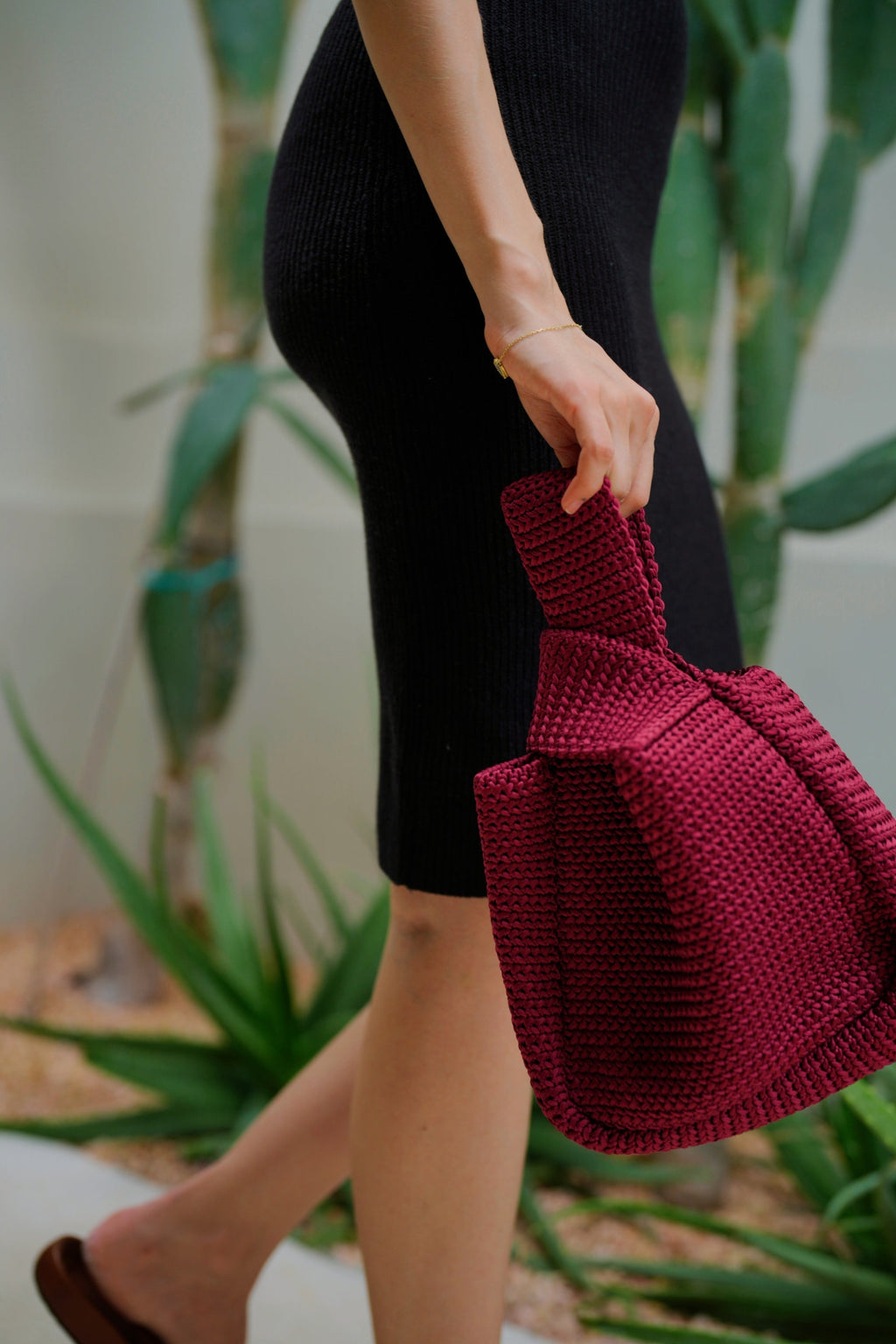 Mackenzie Knit Clutch — Maroon