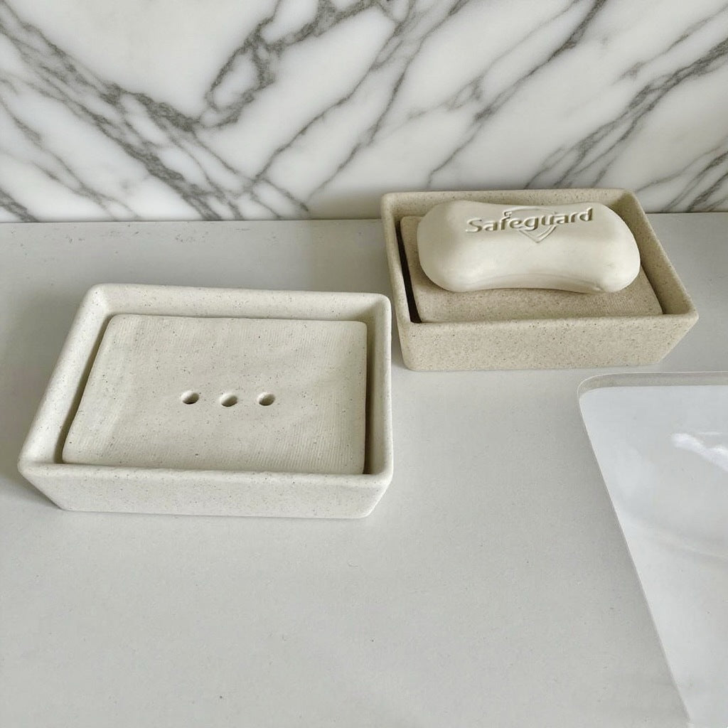 WabiSabi Style Ceramic DoubleLayer Soap Dish WaterDraining Soap Holder for Hotel Homestay And Home Use Can Hold Small Laundry Soap