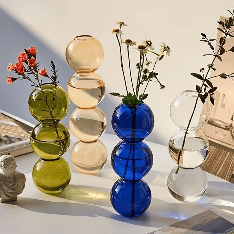 Set of 2 Glass Vases with a Spherical Design Suitable for Decorating Living Rooms And Dining Areas Ideal for Christmas MotherS Day And ValentineS Day Occasions