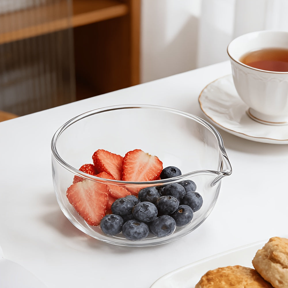 1pc Luxury Transparent Salad Bowl for Mixing Eggs Salad Yogurt And Fruits Ideal for Matcha Stirring Made of Clear Glass Easy to Clean And Reusable