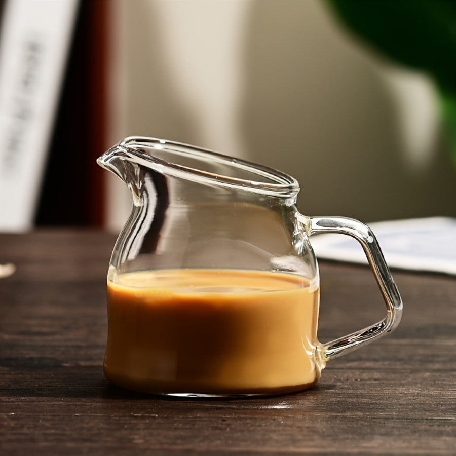 1pc Mini Glass Milk Pitcher with Slanted Spout  Microwave Safe Reusable Coffee Cup for Sauces Honey and Syrup  Perfect for Home and Restaurant Use HeatResistant Durable and Easy to Clean
