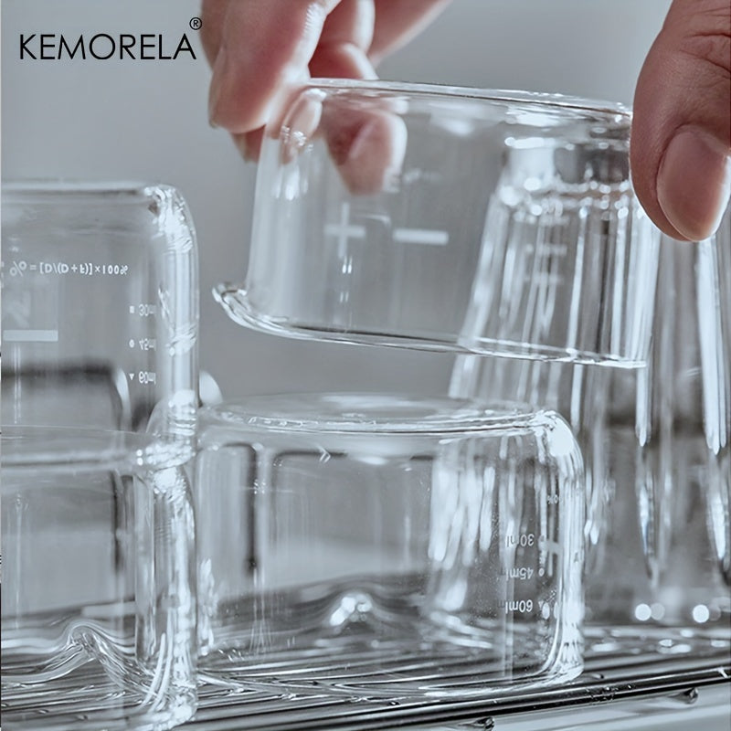 KEMORELA 12pcs Glass Coffee and Milk Measuring Cups  Precision with Scale Durability and Elegance for Baristas