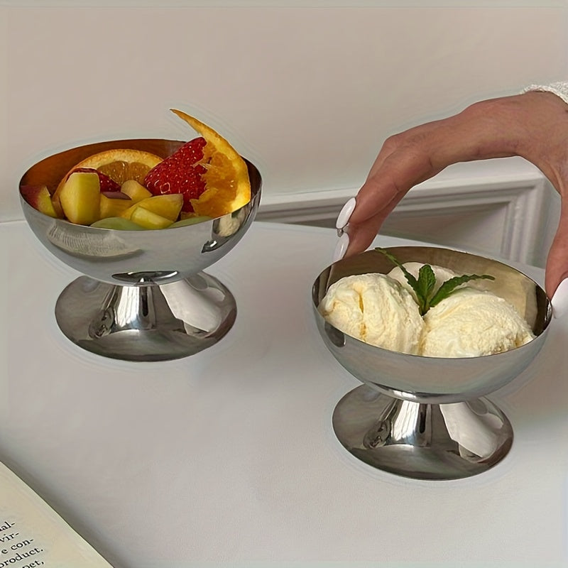 Set of 2 Stainless Steel Dessert Bowls Creative Cocktail Liqueur Glasses Ice Cream Dessert Bowls 304 Pudding Bowls Sorbet Cups Gourmet Snack Bowls